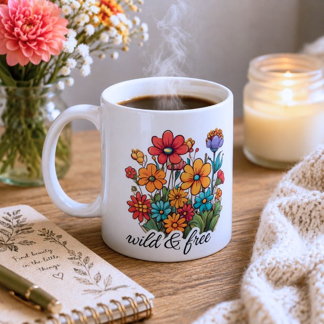 Wilde & freie Boho-Wildblumen  Kaffeetasse (Von Creator hochgeladen)