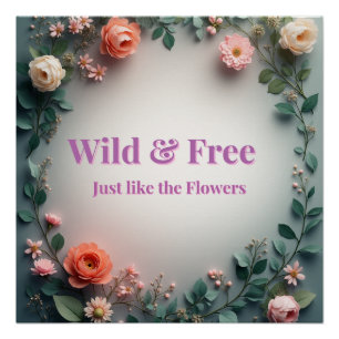 Wilde & freie Florallinienkunst   Boho Minimal Des Poster