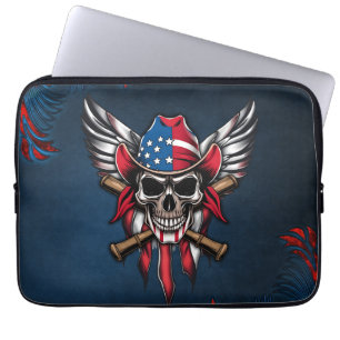 Wilde Freiheit, amerikanischer Schädel mit Basebal Laptopschutzhülle