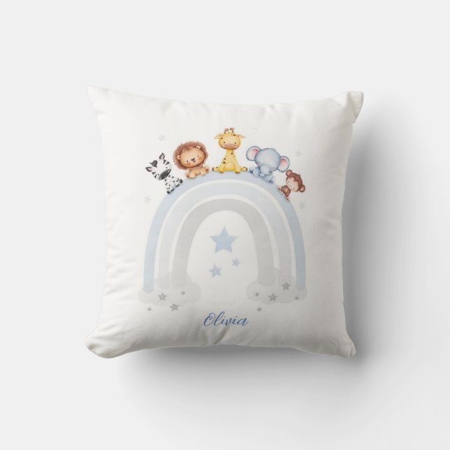 Wilde Freunde bei einem Regenbogenritt: Wasserfarb Kissen (Vorderseite)