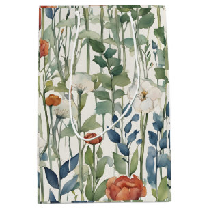 Wilde Frühlingsblumen Aquarell-Kunst Mittlere Geschenktüte