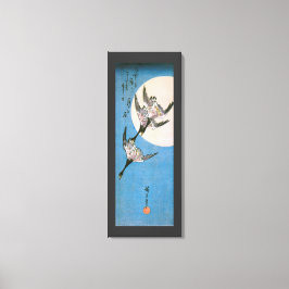 Wilde Gänse, die über den Moon nach unten fliegen, Leinwanddruck