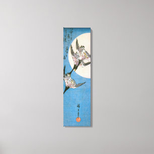 Wilde Gänse, die über den Moon nach unten fliegen, Leinwanddruck