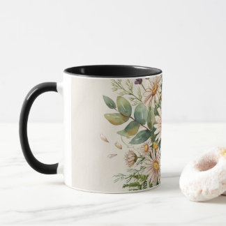 Wilde Gänseblümchen Botanisches Aquarell Floral Tasse