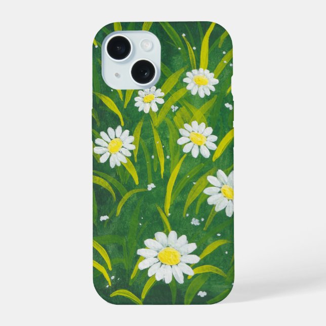 Wilde Gänseblümchen iPhone 15 Hülle (Rückseite)