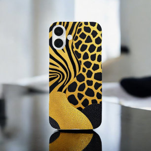 Wilde Garde: Schwarz-Gelb-Tierprint iPhone 16 Plus Hülle