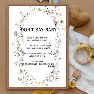 Wilde Gartenblüten Thema Shhh Don't Say Baby Game Poster