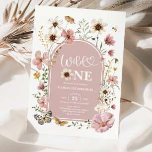 Wilde Geburtstagseinladung: Blush Wildblumen-Editi Einladung