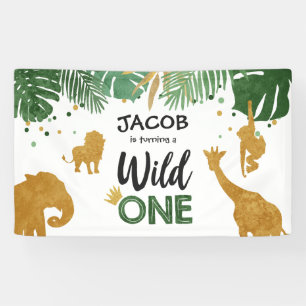 Wilde Geburtstagsfahne Safari-Dschungel-Tiere Banner