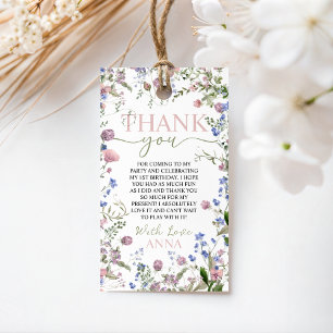 Wilde Geburtstagsgeschenk-Tags mit Wildblumen-Moti Geschenkanhänger