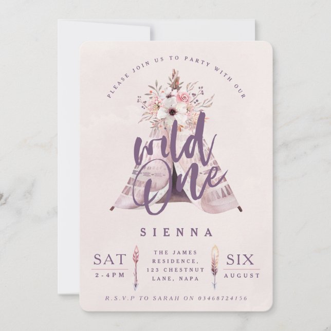 Wilde Geburtstagsparty mit einem Teepe Einladung (Vorderseite)