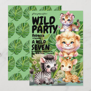 Wilde Geburtstagsparty-Safari-Dschungel Einladung