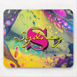 Wilde Gelb- und Schwarz-Akrylflüssigkeit Art Mousepad