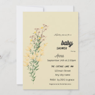 Wilde gelbe Blumen Baby Dusche Einladungskarte Einladung