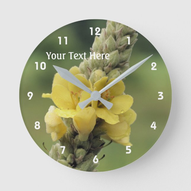Wilde Gelbe Mullein-Blume Runde Wanduhr (Vorderseite)