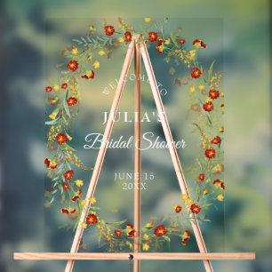 Wilde gelbe Studentenblumen-Hochzeitstagsfeier Acrylschild