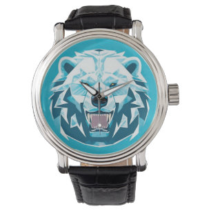 Wilde geometrische Illustration eines Eisbären Armbanduhr