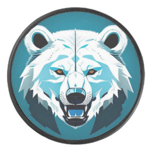 Wilde geometrische Illustration eines Eisbären Eishockey Puck