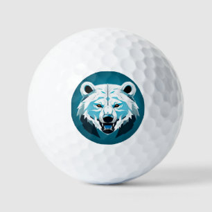 Wilde geometrische Illustration eines Eisbären Golfball