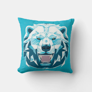 Wilde geometrische Illustration eines Eisbären Kissen