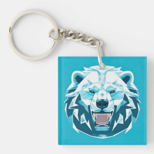 Wilde geometrische Illustration eines Eisbären Schlüsselanhänger
