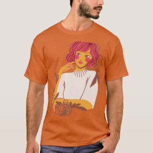 Wilde Girl Floral Weibchen mit Blume Redhead 2 T-Shirt
