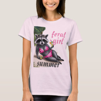 Wilde Girl Sommer Raccoon Shirt T - Shirt