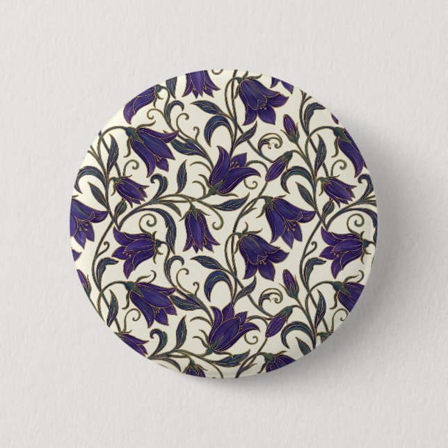 Wilde Glockenblumenmuster Button (Vorderseite)