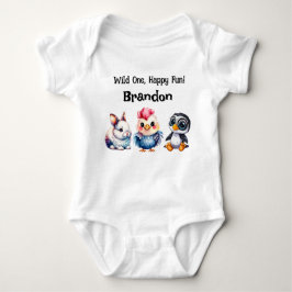 Wilde, glückliche Waldtiere Wasserfarbe Baby Strampler