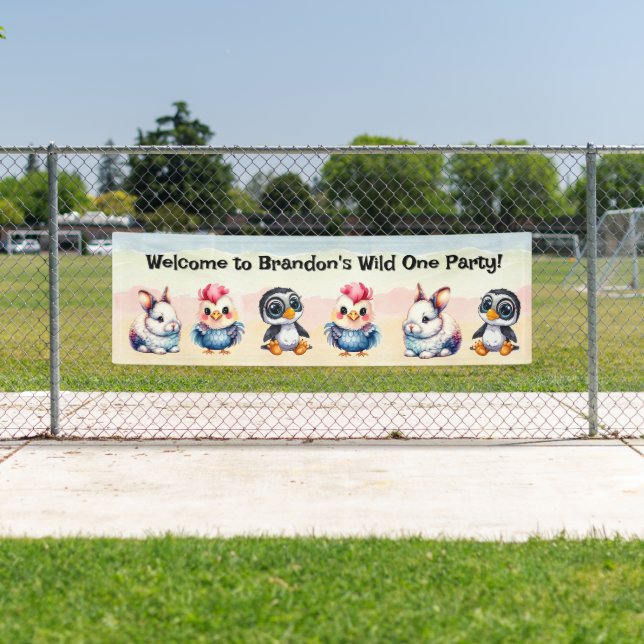 Wilde, glückliche Waldtiere Wasserfarbe Banner (Insitu)
