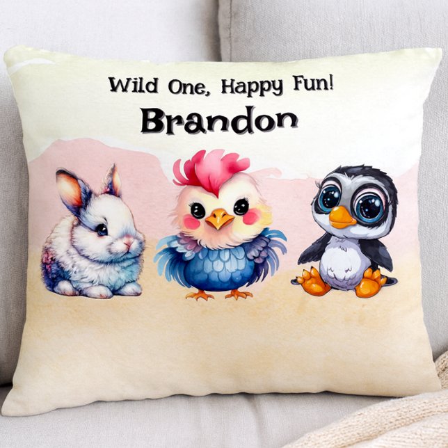 Wilde, glückliche Waldtiere Wasserfarbe Dekokissen (Von Creator hochgeladen)