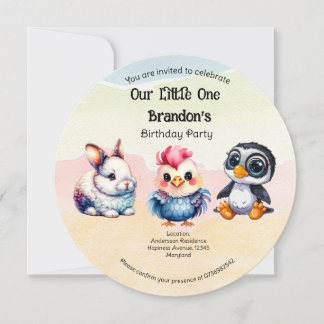 Wilde, glückliche Waldtiere Wasserfarbe Einladung