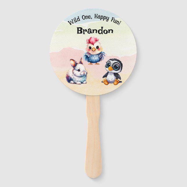 Wilde, glückliche Waldtiere Wasserfarbe Fächer (Vorderseite)