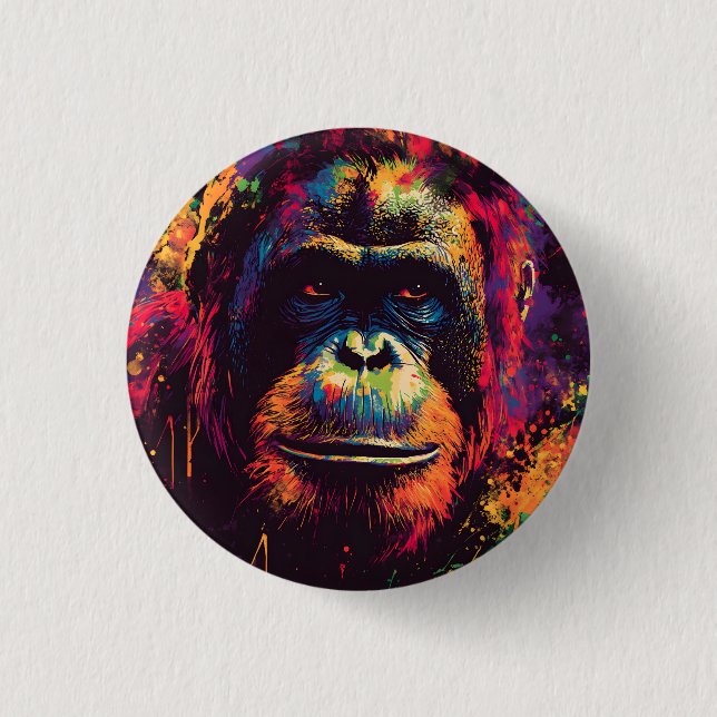Wilde Graffiti-Urban-Jungle-Gorilla Button (Vorderseite)