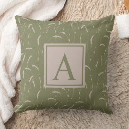 Wilde Gräser und kundenspezifische Monogramm auf S Kissen