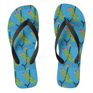 wilde grüne Papageien blau Flip Flops