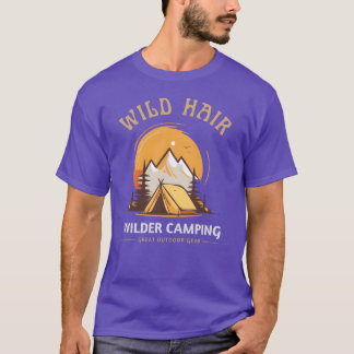 Wilde Haare wilder Camping-Camping-Frauen Familie T-Shirt
