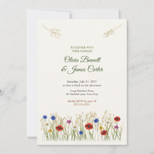 Wilde Hafer- und Wildblumen-Wiesen-Hochzeit Einladung