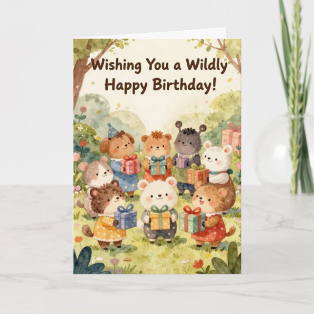 Wilde Happy Birthday Karte (Vorderseite)