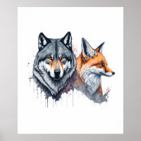 Wilde Harmonie: Watercolor Wolf und Fox