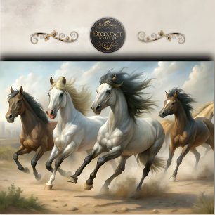 Wilde Herde galoppierender Pferde Decoupage Seidenpapier