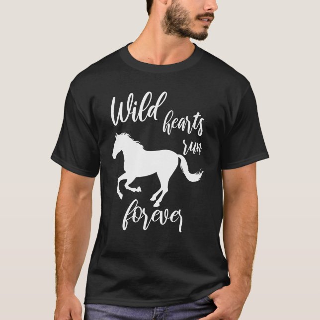 Wilde Herzen Laufen für Pferde Girl Reittier T-Shirt (Vorderseite)