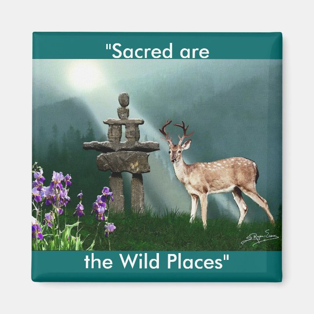 Wilde Hirsche & Inukshuk Wilderness Giftmagnete Magnet (Vorne)