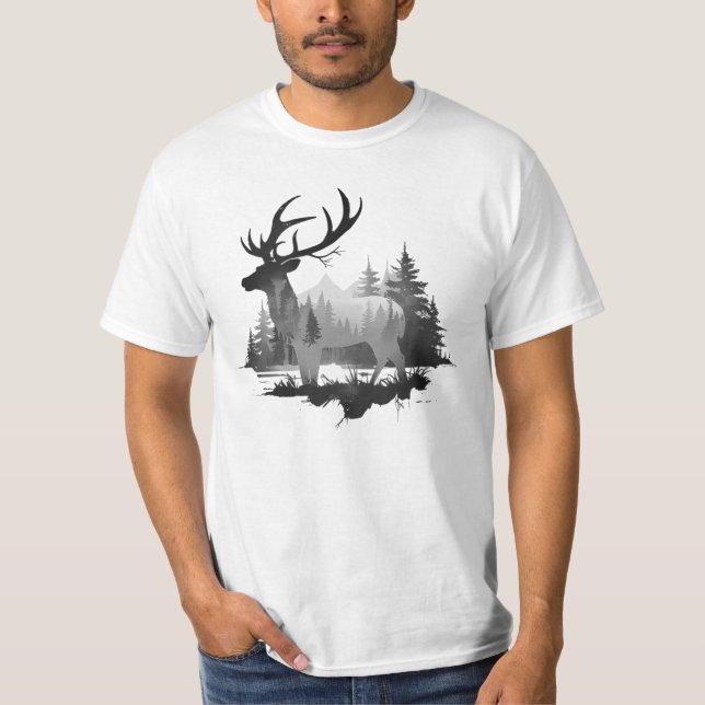 Wilde Hirsche stehend im Wald T-Shirt (Vorderseite)