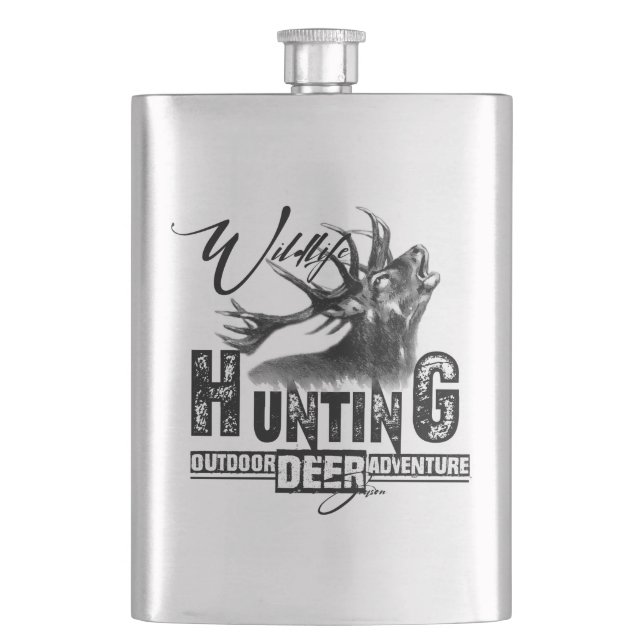 Wilde Hirschjagd, Erlebnisflasche im Freien Flachmann (Vorderseite)