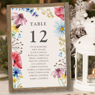 Wilde-Hochzeitstisch-Blumen-Sitzordnung Tischnummer