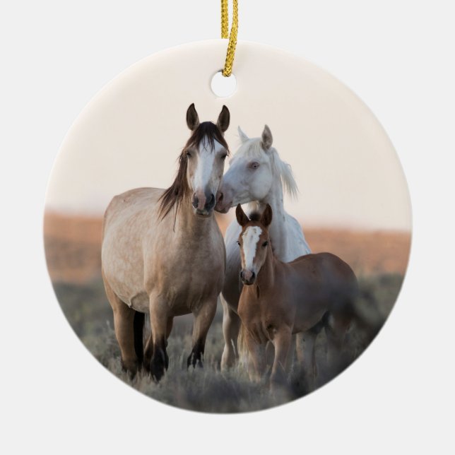 Wilde Hoofbeats Wild Horse Family Keramik Ornament (Vorne)