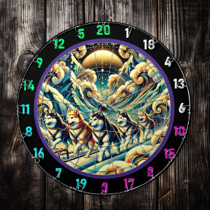 Wilde Husky-Horizon-Raumkunst Dartscheibe