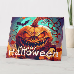 Wilde Jack-o-Lantern-Fledermaus-Halloween-Kunst Karte