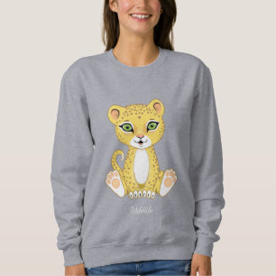 Wilde junge Leopard Tier Cartoon Sweatshirt